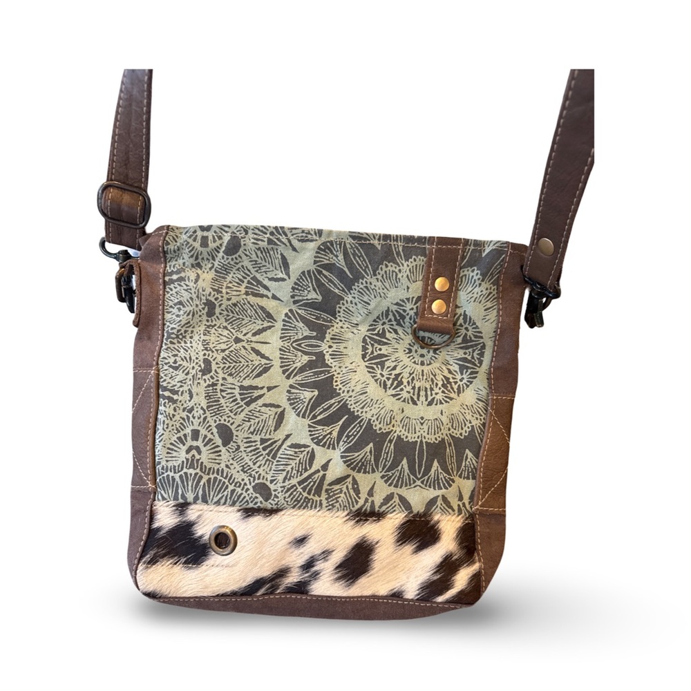 Myra Bag Brown and Cream Crossbody Bag with Western Charm
